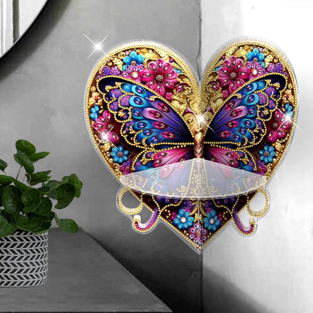 Butterfly Acrylic Diamond Painting Corner Shelf Storage Rack for Room Decoration
