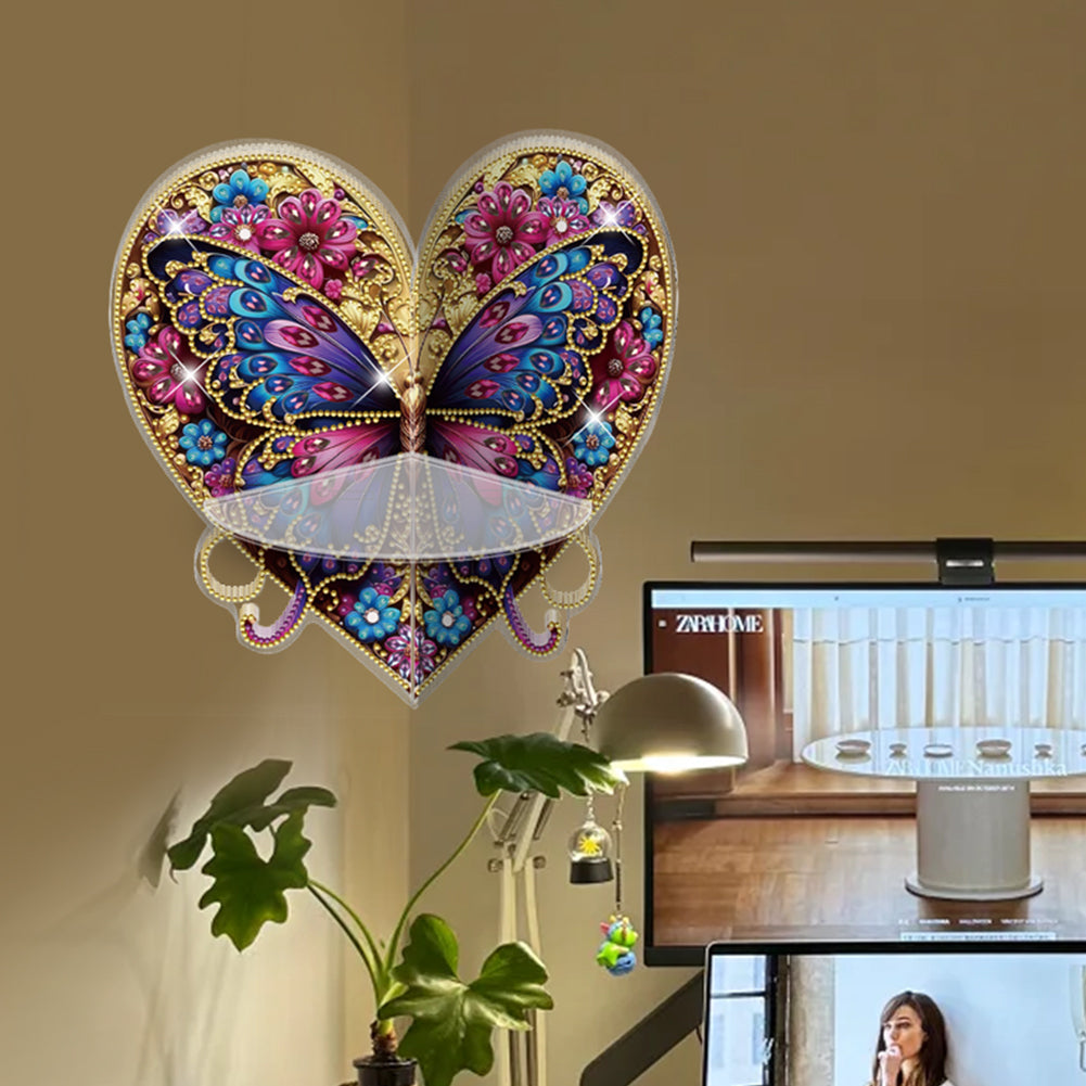 Butterfly Acrylic Diamond Painting Corner Shelf Storage Rack for Room Decoration