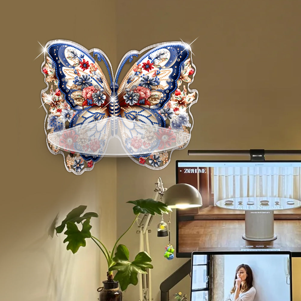 Butterfly Acrylic Diamond Painting Corner Shelf Storage Rack for Room Decoration