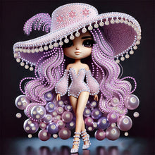 Load image into Gallery viewer, Diamond Painting - Partial Special Shaped - Girl With Big Eyes And Hat (30*30CM)