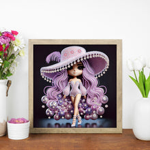 Load image into Gallery viewer, Diamond Painting - Partial Special Shaped - Girl With Big Eyes And Hat (30*30CM)