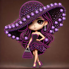 Load image into Gallery viewer, Diamond Painting - Partial Special Shaped - Girl With Big Eyes And Hat (30*30CM)