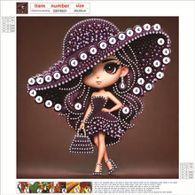 Load image into Gallery viewer, Diamond Painting - Partial Special Shaped - Girl With Big Eyes And Hat (30*30CM)