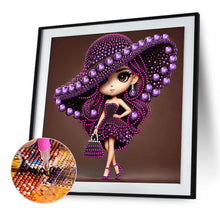 Load image into Gallery viewer, Diamond Painting - Partial Special Shaped - Girl With Big Eyes And Hat (30*30CM)