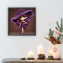 Load image into Gallery viewer, Diamond Painting - Partial Special Shaped - Girl With Big Eyes And Hat (30*30CM)