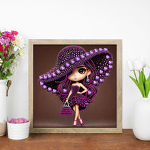 Load image into Gallery viewer, Diamond Painting - Partial Special Shaped - Girl With Big Eyes And Hat (30*30CM)