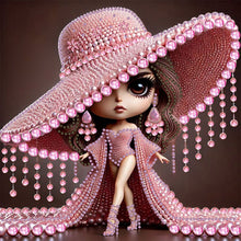 Load image into Gallery viewer, Diamond Painting - Partial Special Shaped - Girl With Big Eyes And Hat (30*30CM)