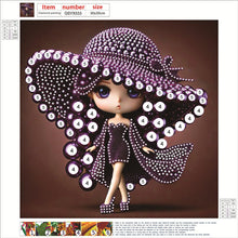 Load image into Gallery viewer, Diamond Painting - Partial Special Shaped - Girl With Big Eyes And Hat (30*30CM)