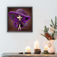 Load image into Gallery viewer, Diamond Painting - Partial Special Shaped - Girl With Big Eyes And Hat (30*30CM)