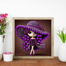 Load image into Gallery viewer, Diamond Painting - Partial Special Shaped - Girl With Big Eyes And Hat (30*30CM)