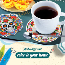 Load image into Gallery viewer, 9Pcs Wooden Skull Diamond Art Painting Coasters DIY Diamond Painting Coaster Art