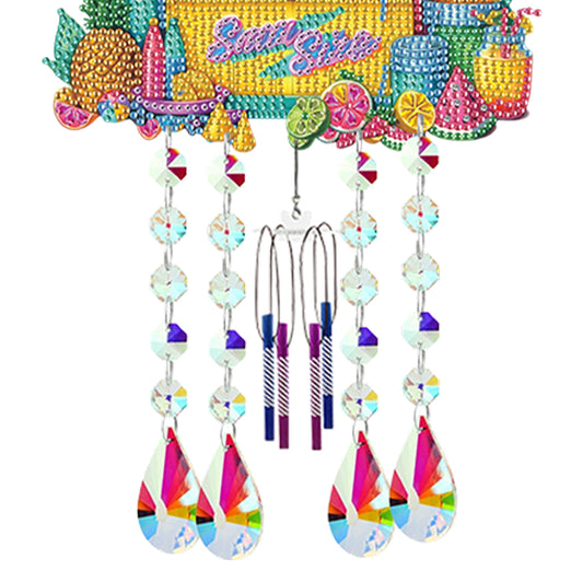 Double Sided Colorful Pattern 5D DIY Crystal Rhinestone Wind Bell for Wall Decor