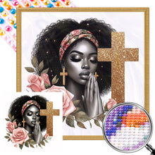 Load image into Gallery viewer, AB Diamond Painting - Full Round - Black Girl Praying (40*40CM)