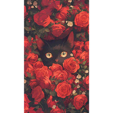 Load image into Gallery viewer, Diamond Painting - Full Square - Rose Black Cat (40*70CM)