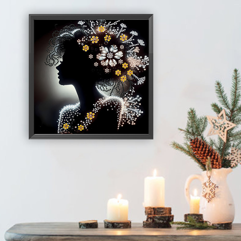 Diamond Painting - Partial Special Shaped - Elegant Silhouette Woman (30*30CM)