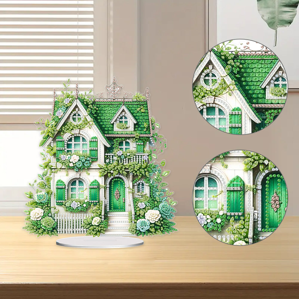 Flower House Acrylic Diamond Painting Tabletop Ornaments Kit for Adults Beginner