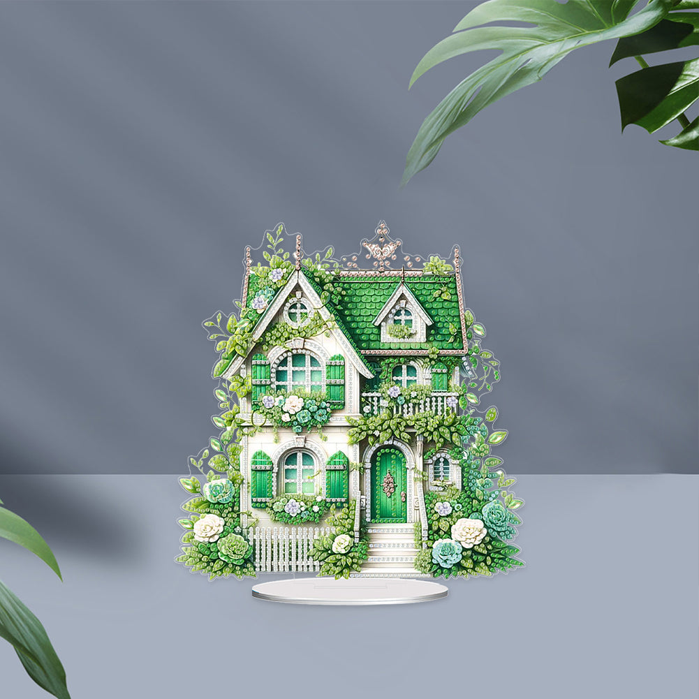 Flower House Acrylic Diamond Painting Tabletop Ornaments Kit for Adults Beginner