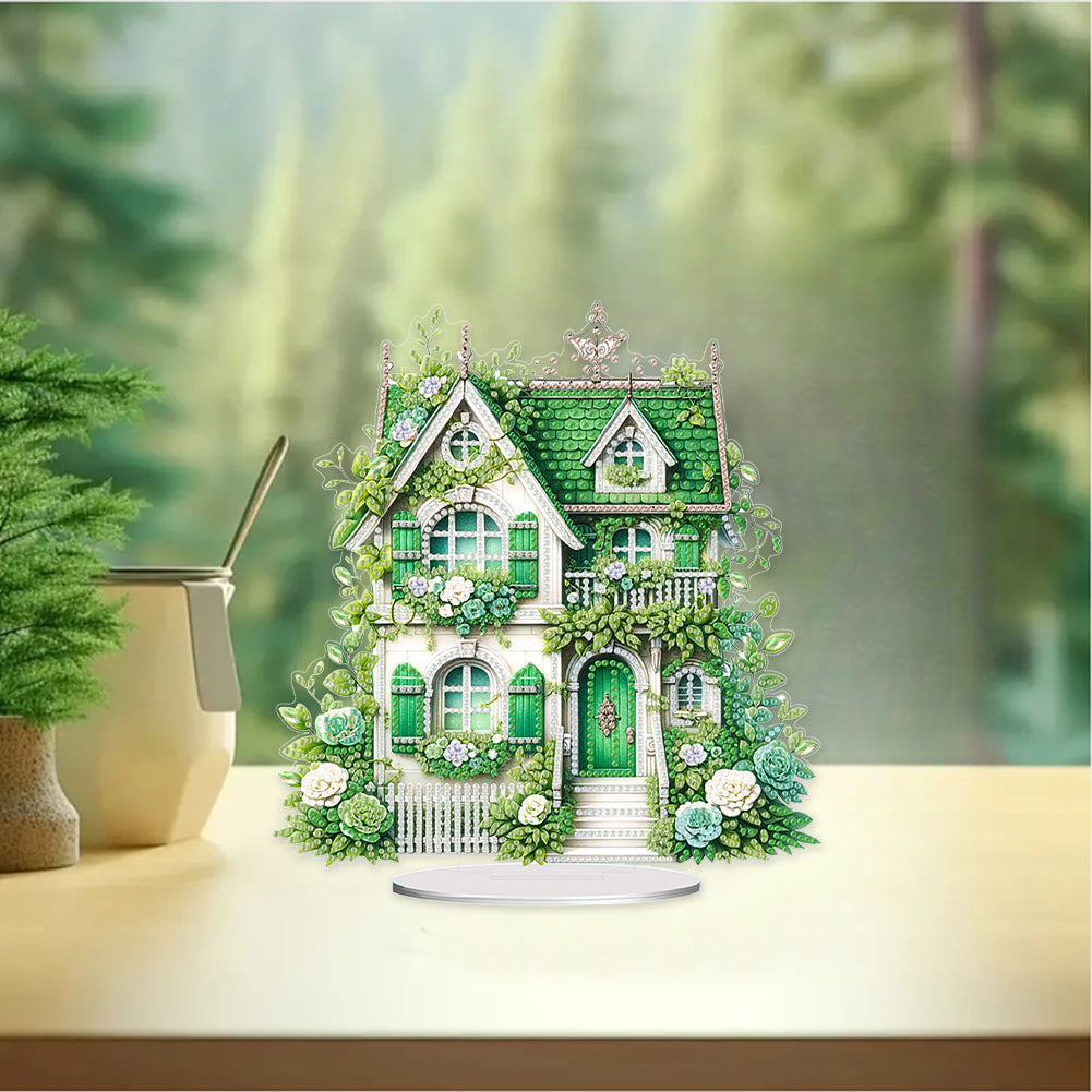 Flower House Acrylic Diamond Painting Tabletop Ornaments Kit for Adults Beginner