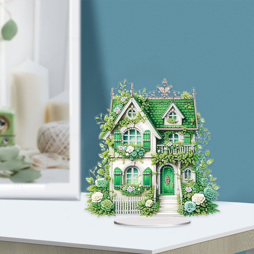 Flower House Acrylic Diamond Painting Tabletop Ornaments Kit for Adults Beginner
