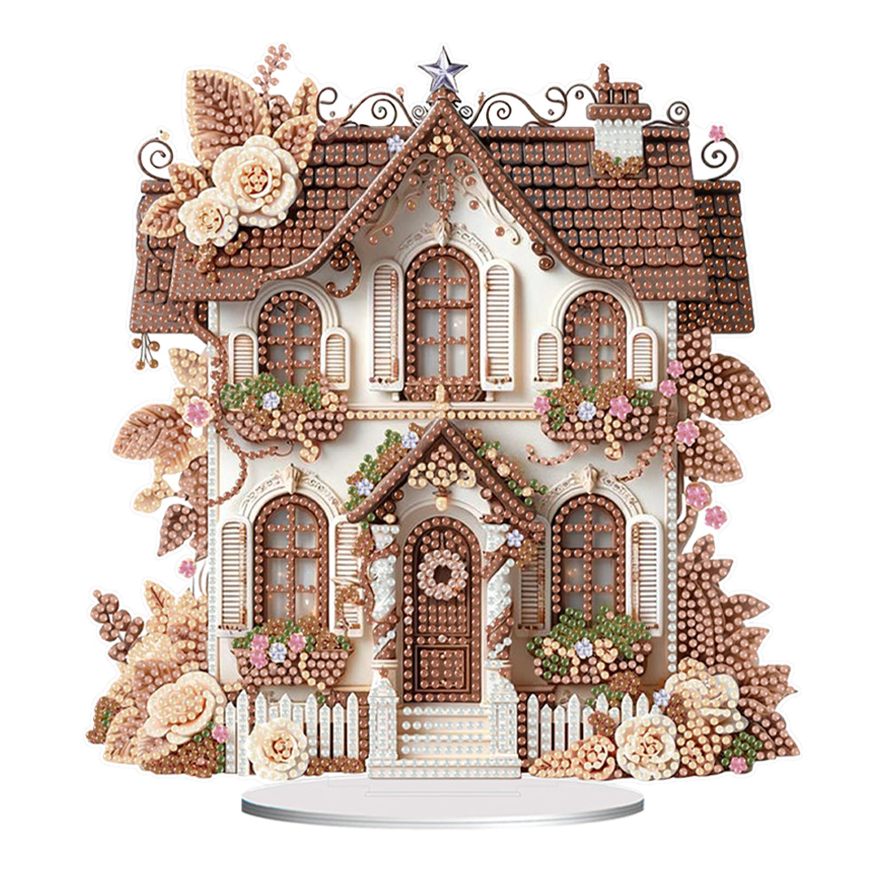 Flower House Acrylic Diamond Painting Tabletop Ornaments Kit for Adults Beginner