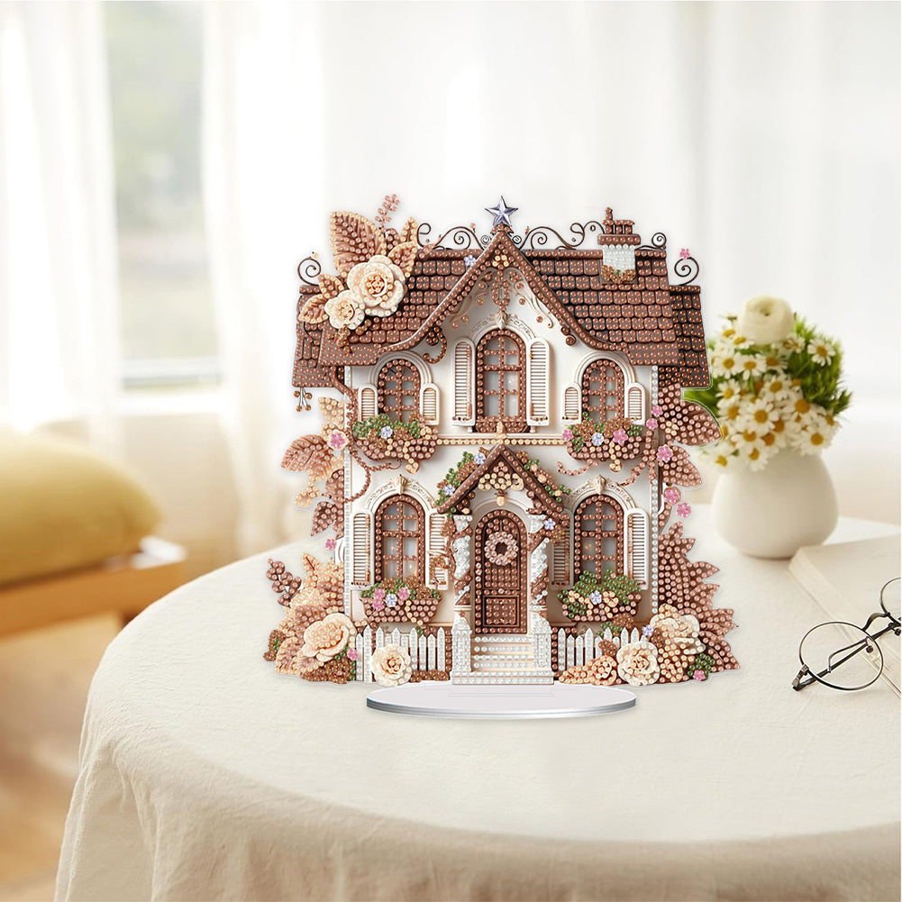 Flower House Acrylic Diamond Painting Tabletop Ornaments Kit for Adults Beginner