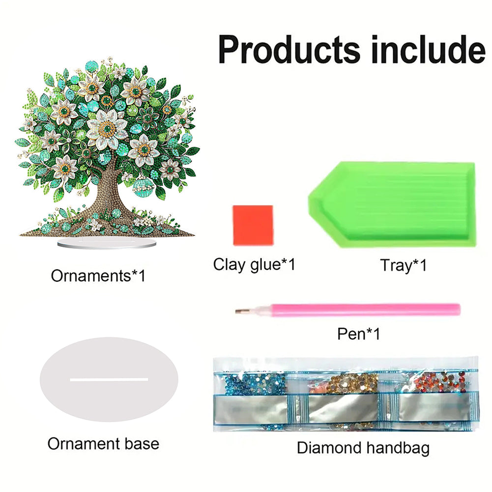 Flowers Table Top Diamond Painting Ornament Kits for Home Office Desktop Decor