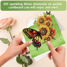 Load image into Gallery viewer, 6Pcs Butterfly Lawn DIY Diamond Painting Greeting Card for Holiday Party Favors