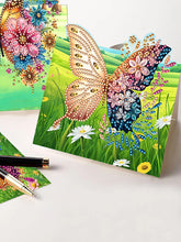 Load image into Gallery viewer, 6Pcs Butterfly Lawn DIY Diamond Painting Greeting Card for Holiday Party Favors