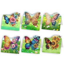 Load image into Gallery viewer, 6Pcs Butterfly Lawn DIY Diamond Painting Greeting Card for Holiday Party Favors
