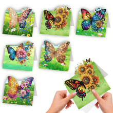Load image into Gallery viewer, 6Pcs Butterfly Lawn DIY Diamond Painting Greeting Card for Holiday Party Favors
