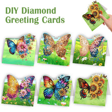 Load image into Gallery viewer, 6Pcs Butterfly Lawn DIY Diamond Painting Greeting Card for Holiday Party Favors