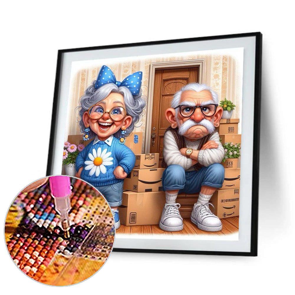 Diamond Painting - Full Round - Happy Grandma And Angry Grandpa (40*40CM)