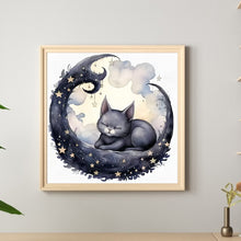 Load image into Gallery viewer, Diamond Painting - Full Round - Crescent Black Cat (40*40CM)