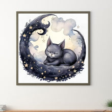 Load image into Gallery viewer, Diamond Painting - Full Round - Crescent Black Cat (40*40CM)