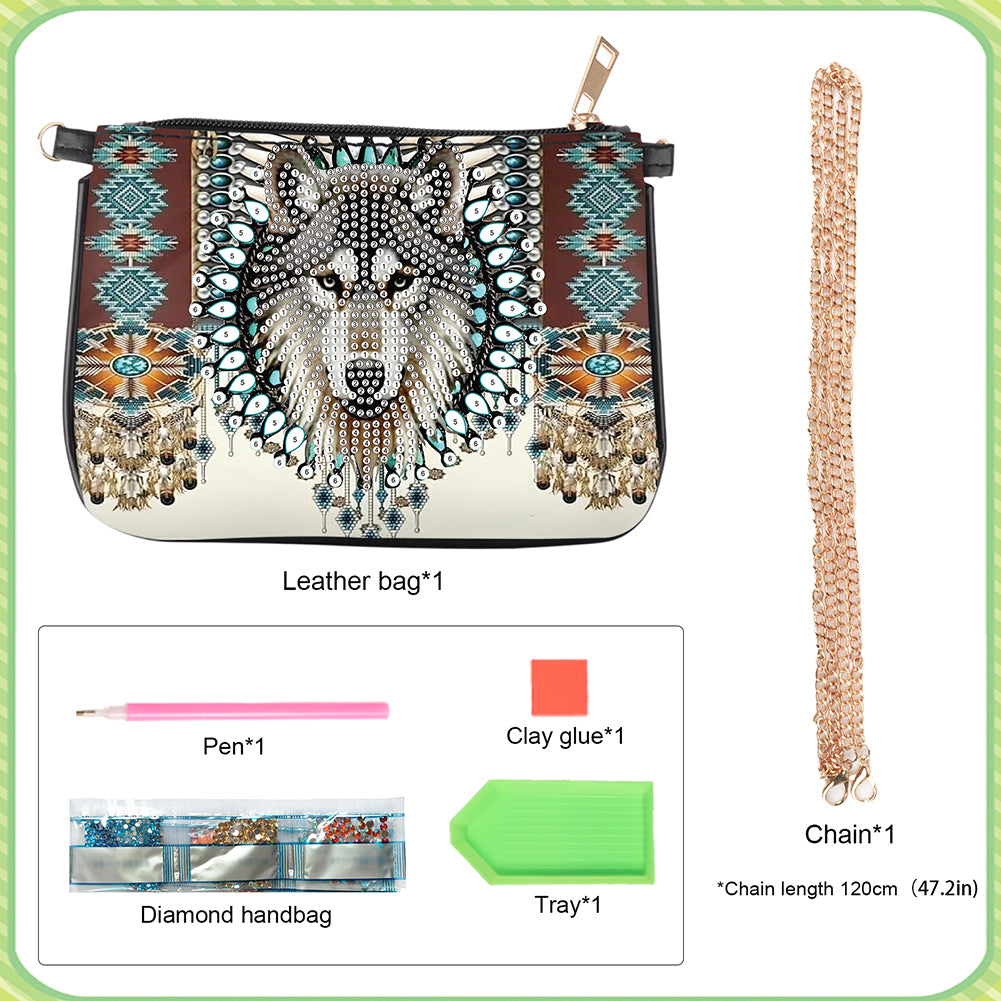 5D Diamond Painting Crossbody Chain Bags Leather Diamond Art Purses for Adults