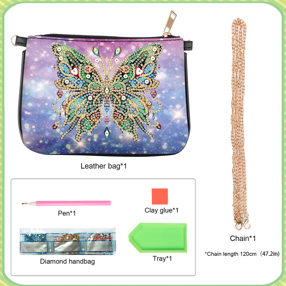 5D Diamond Painting Crossbody Chain Bags Leather Diamond Art Purses for Adults