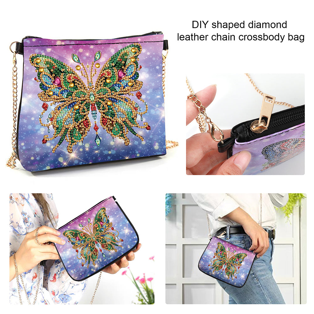 5D Diamond Painting Crossbody Chain Bags Leather Diamond Art Purses for Adults