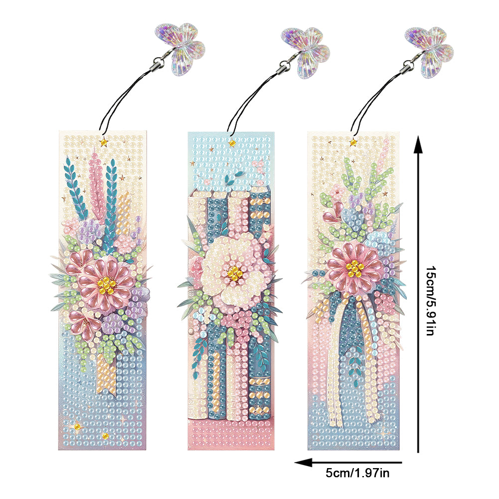 3 Pcs Flower Diamond Painting Bookmarks Diamond Art Bookmarks for Book Lovers