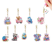 Load image into Gallery viewer, Double Sided Special Shape Animals Diamond Art Craft Keychain for Party Supplies