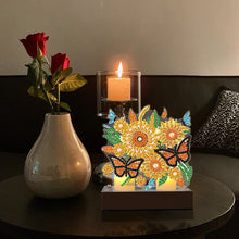 Load image into Gallery viewer, Sunflower Butterfly Mosaic Rhinestone Drawing Candlestick Decor for Home Office