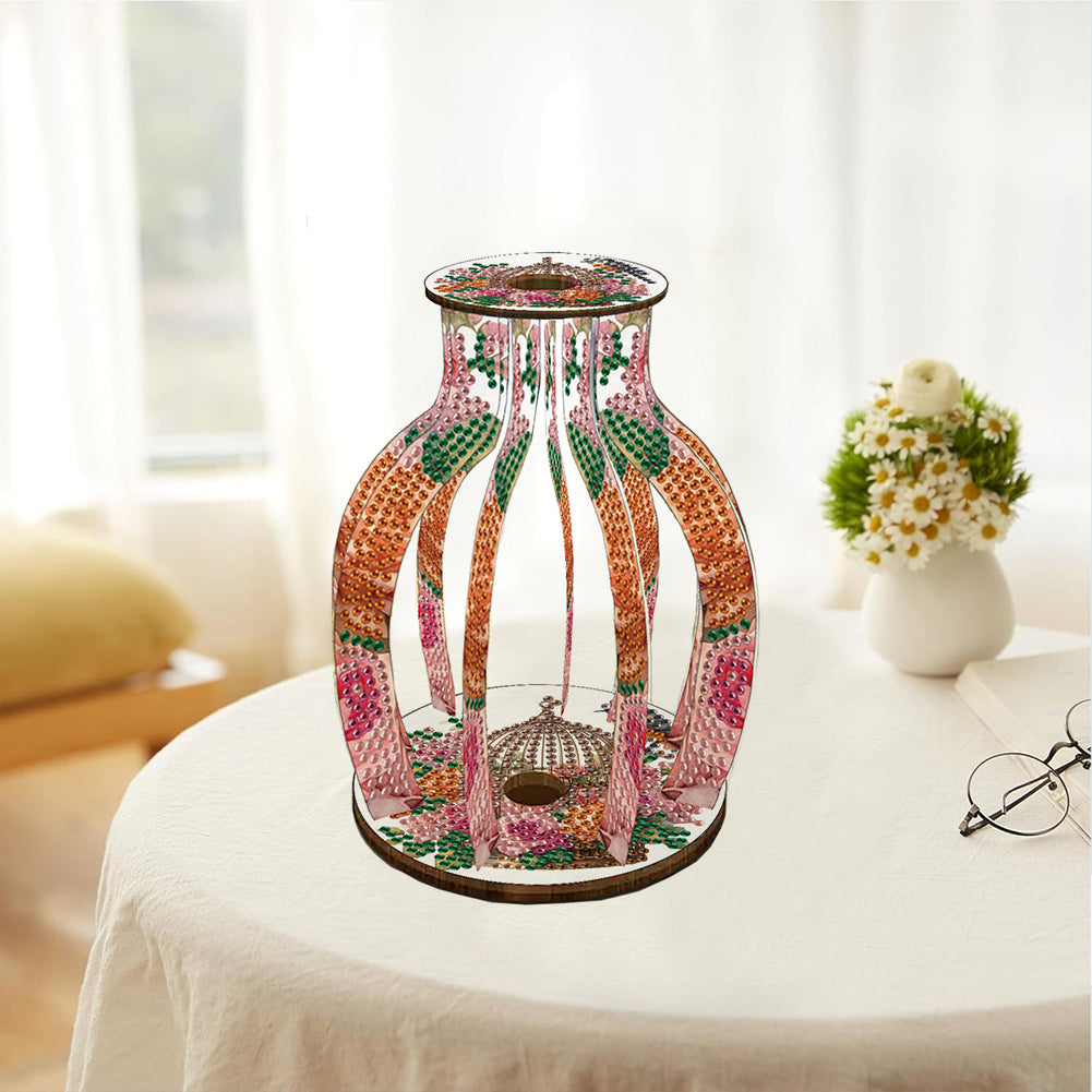 Acrylic Wood Diamond Painting Flower Vase 5D DIY Diamond Art Vase for Home Decor