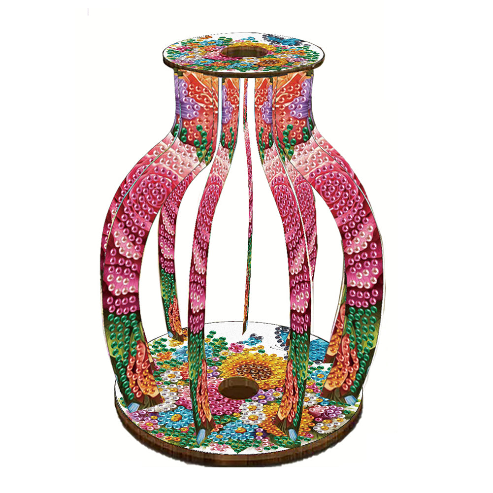 Acrylic Wood Diamond Painting Flower Vase 5D DIY Diamond Art Vase for Home Decor