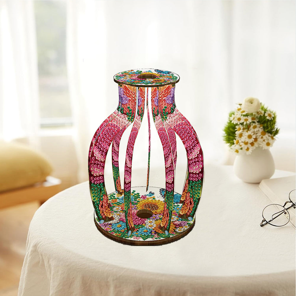 Acrylic Wood Diamond Painting Flower Vase 5D DIY Diamond Art Vase for Home Decor