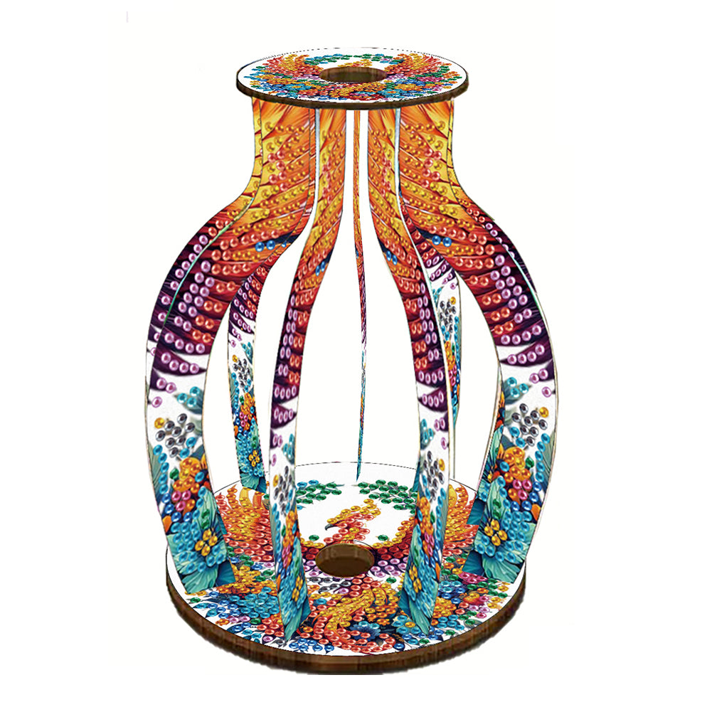 Acrylic Wood Diamond Painting Flower Vase 5D DIY Diamond Art Vase for Home Decor