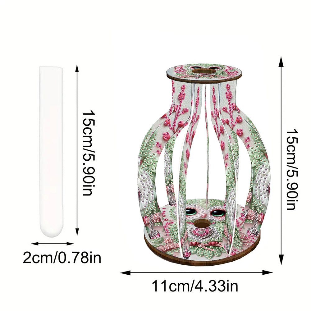 Acrylic Wood Diamond Painting Flower Vase 5D DIY Diamond Art Vase for Home Decor