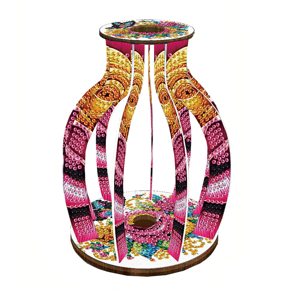 Acrylic Wood Diamond Painting Flower Vase 5D DIY Diamond Art Vase for Home Decor