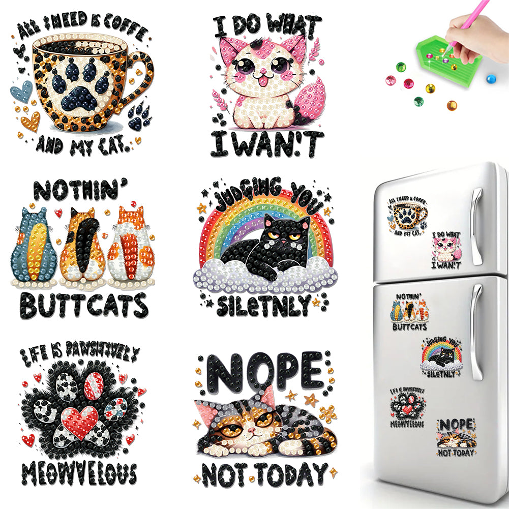 6Pcs Acrylic Animals Diamond Painting Refrigerator Magnet for Fridge Whiteboards