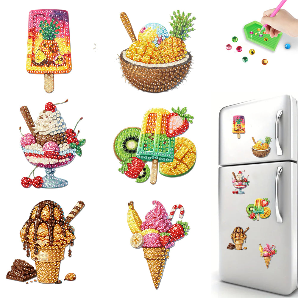 6Pcs Acrylic Animals Diamond Painting Refrigerator Magnet for Fridge Whiteboards