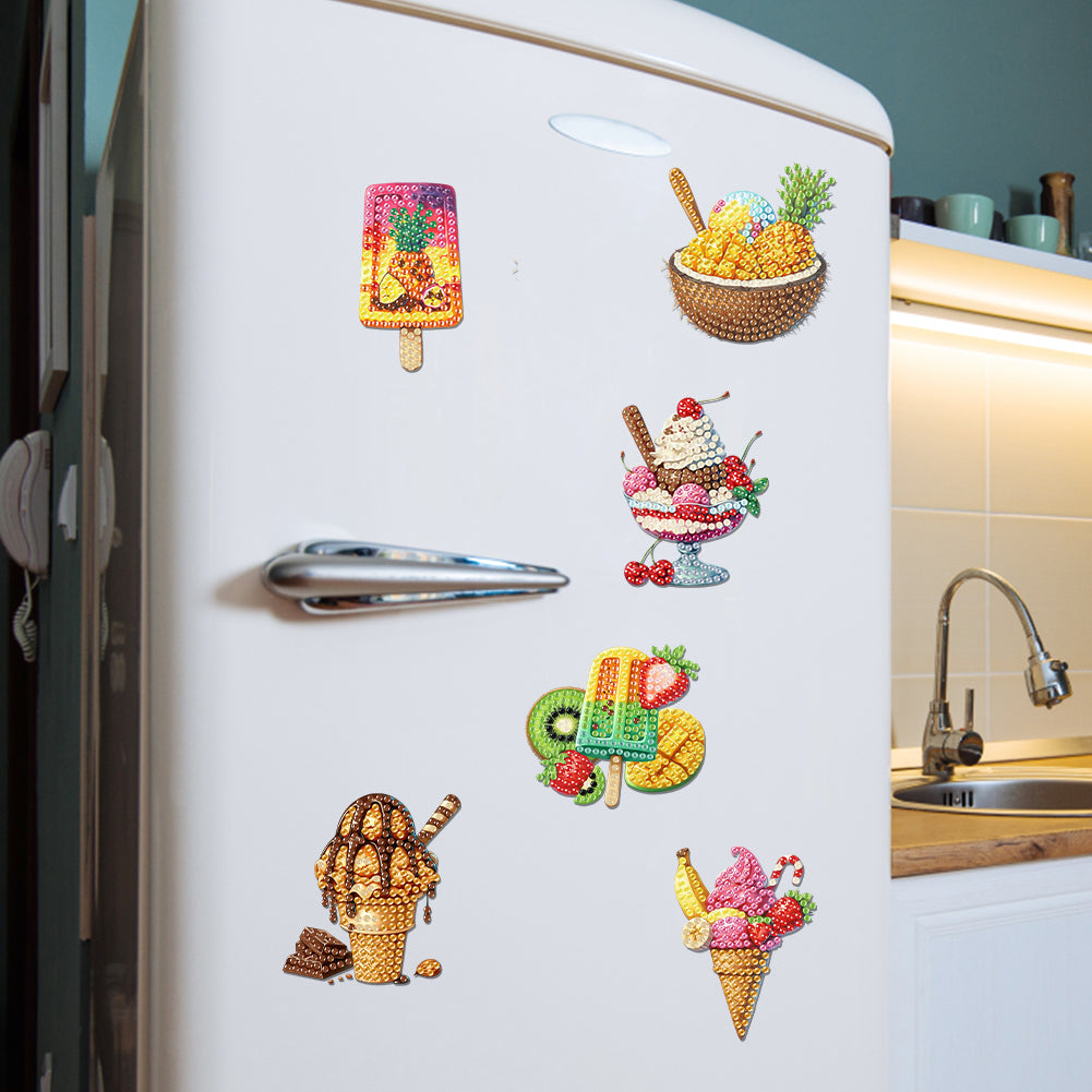 6Pcs Acrylic Animals Diamond Painting Refrigerator Magnet for Fridge Whiteboards