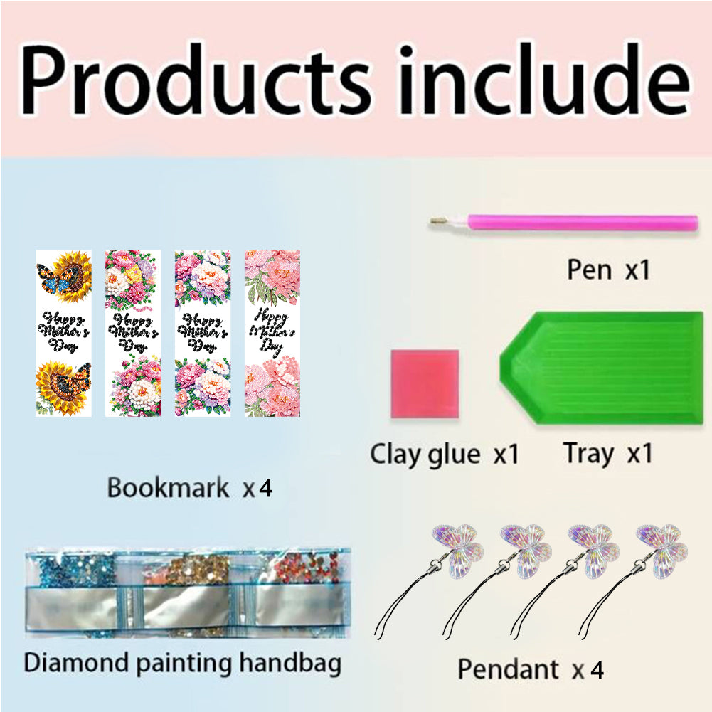 Animals 4Pcs Special Shape 5D DIY Diamond Painting Bookmark for Adults Beginners